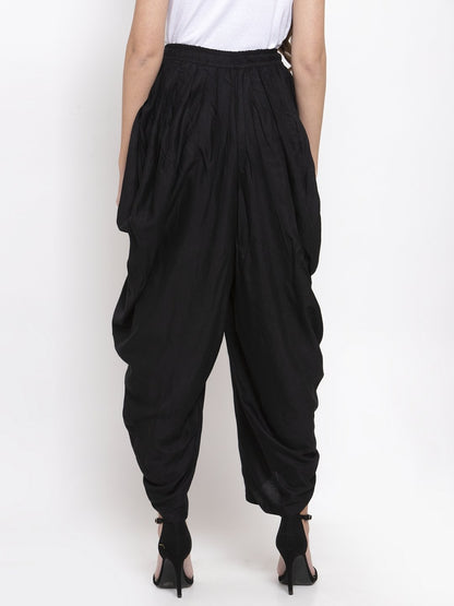 Women's Black Solid Dhoti