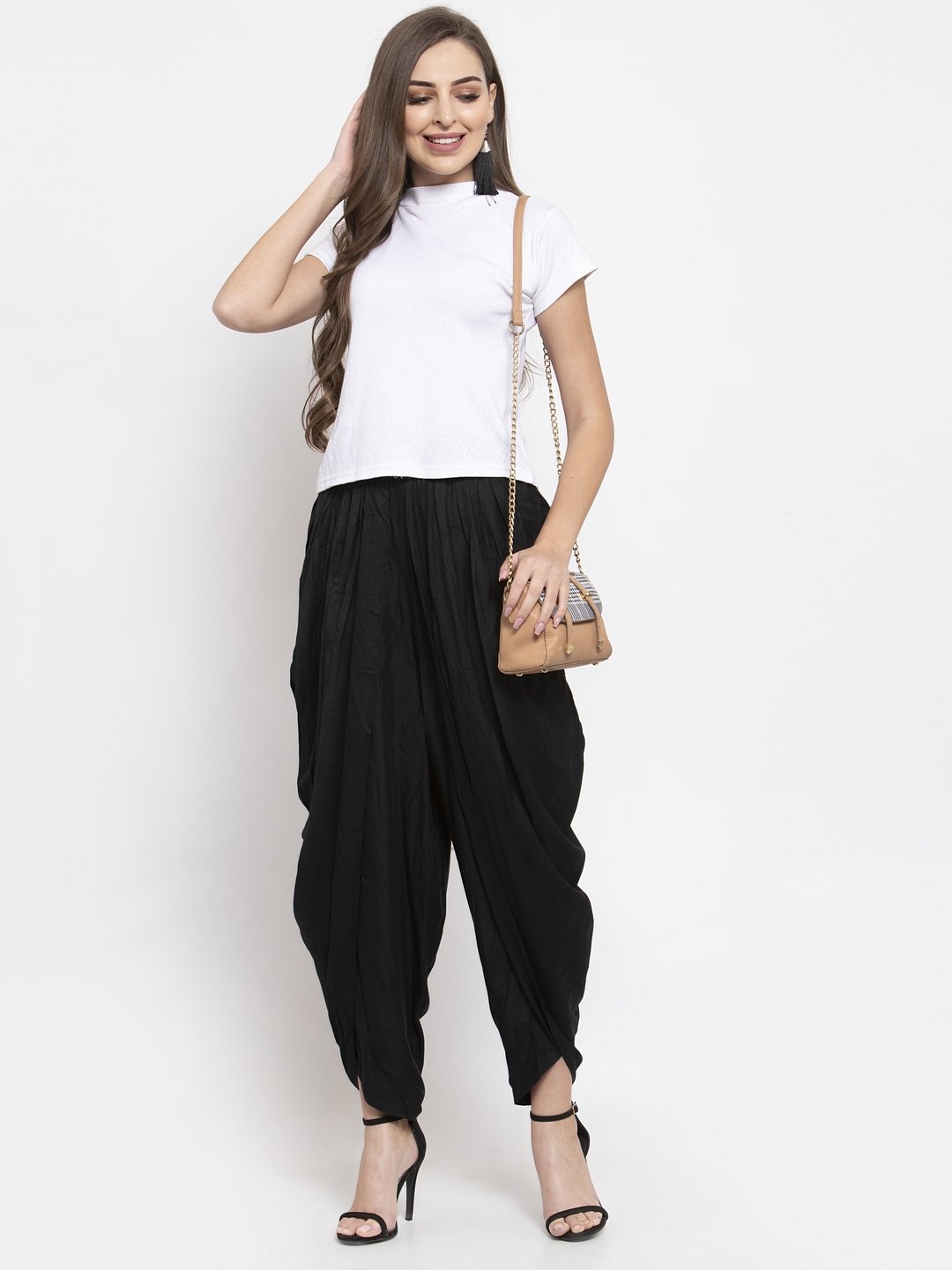 Women's Black Solid Dhoti