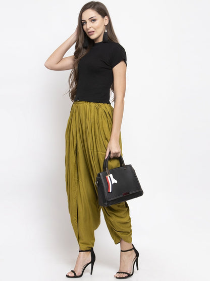 Women's Green Solid Dhoti