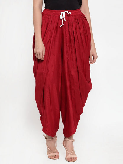 Women's Maroon Solid Dhoti