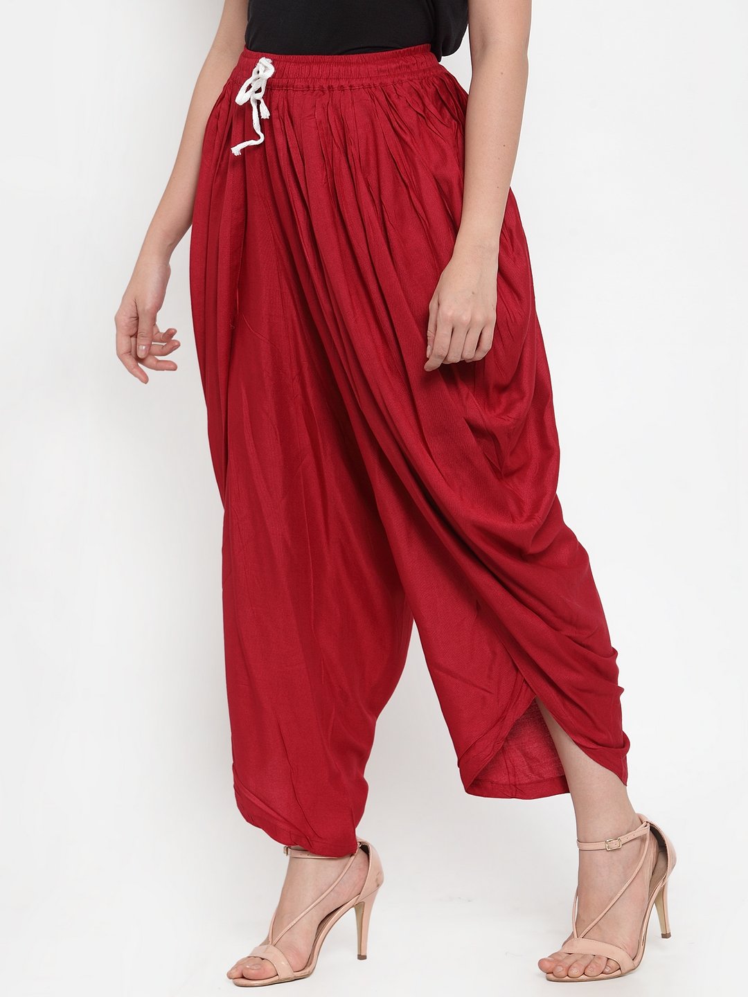 Women's Maroon Solid Dhoti