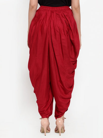 Women's Maroon Solid Dhoti