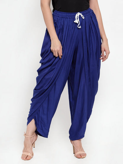 Women's Royal Blue Solid Dhoti