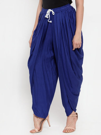 Women's Royal Blue Solid Dhoti