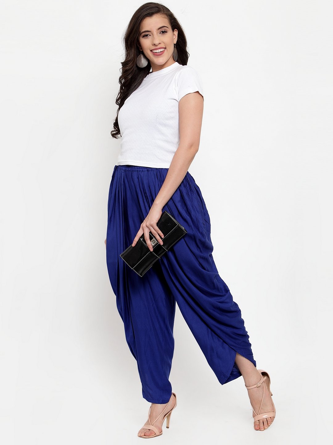 Women's Royal Blue Solid Dhoti