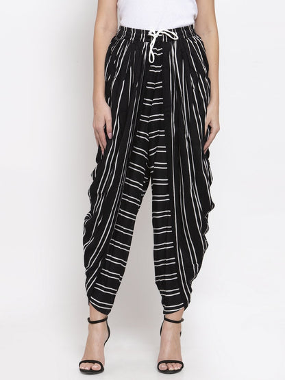 Women's Black Stripped Dhoti