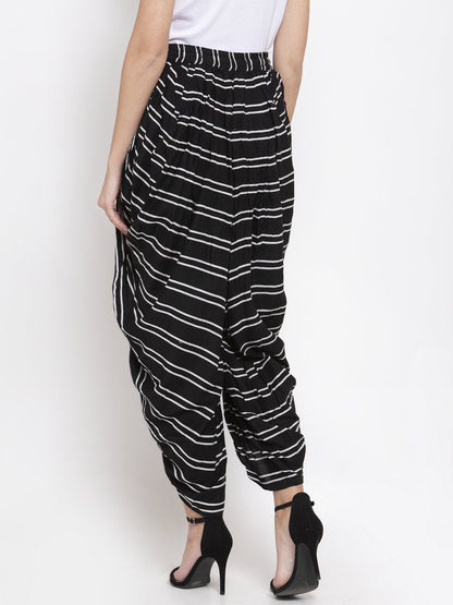 Women's Black Stripped Dhoti