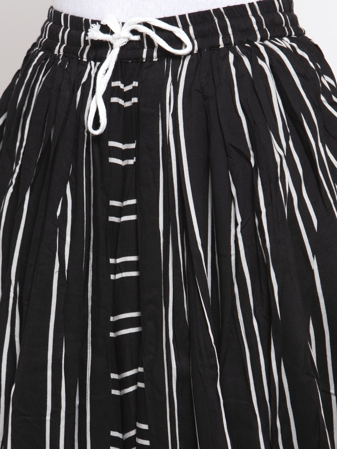 Women's Black Stripped Dhoti