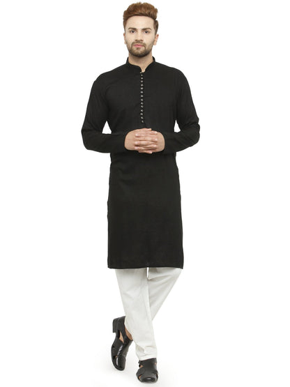 Men's Black Solid Kurta with Churidar ( JOKP 546Black )