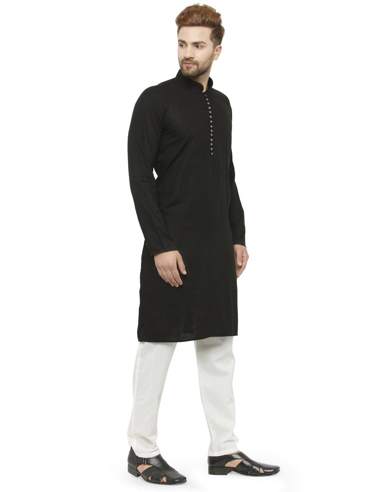 Men's Black Solid Kurta with Churidar ( JOKP 546Black )