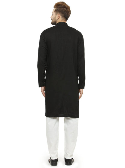 Men's Black Solid Kurta with Churidar ( JOKP 546Black )