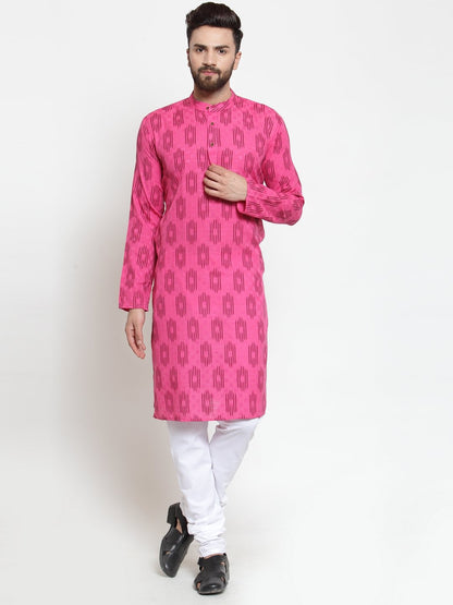 Men's Pink Printed Kurta Only ( KO 587 Pink )