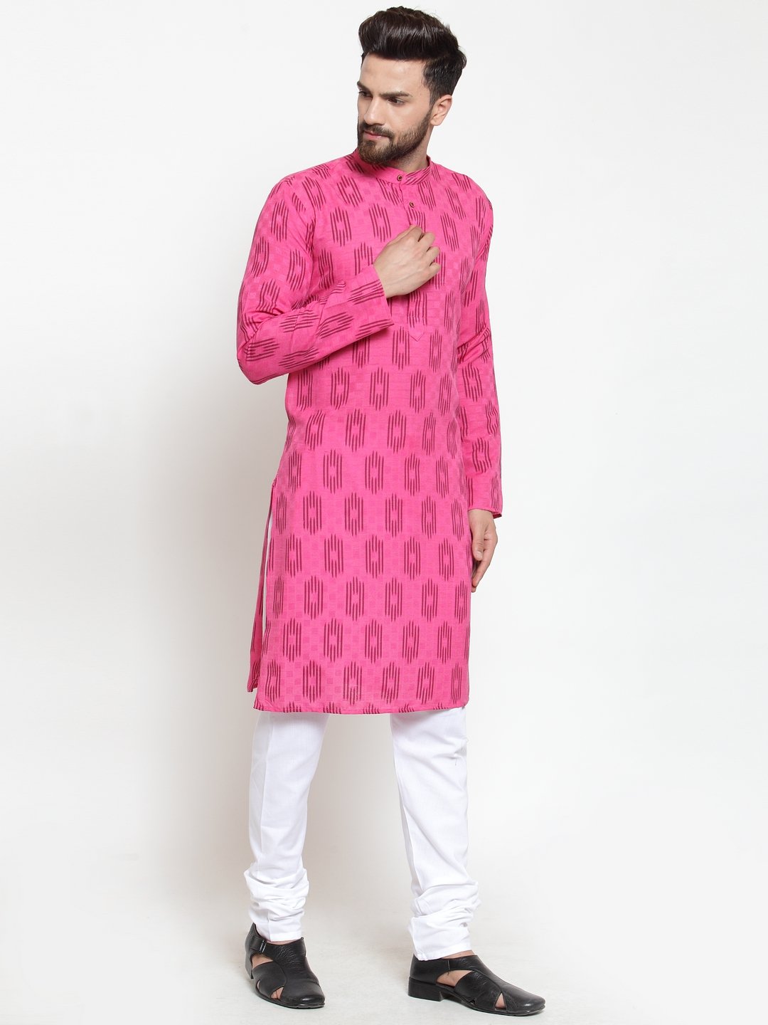 Men's Pink Printed Kurta Only ( KO 587 Pink )