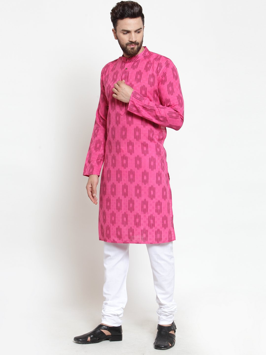 Men's Pink Printed Kurta Only ( KO 587 Pink )