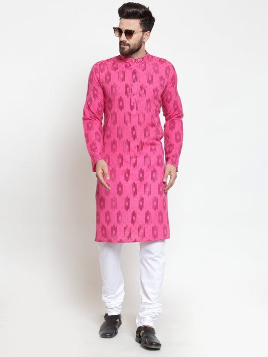 Men's Pink Printed Kurta Only ( KO 587 Pink )