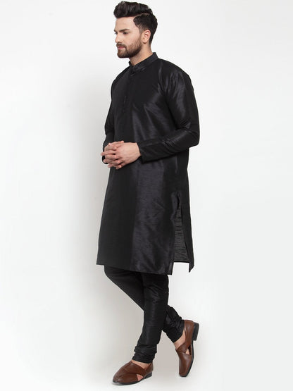 Men's Black Solid Kurta with Churidar ( JOKP 591 Black )