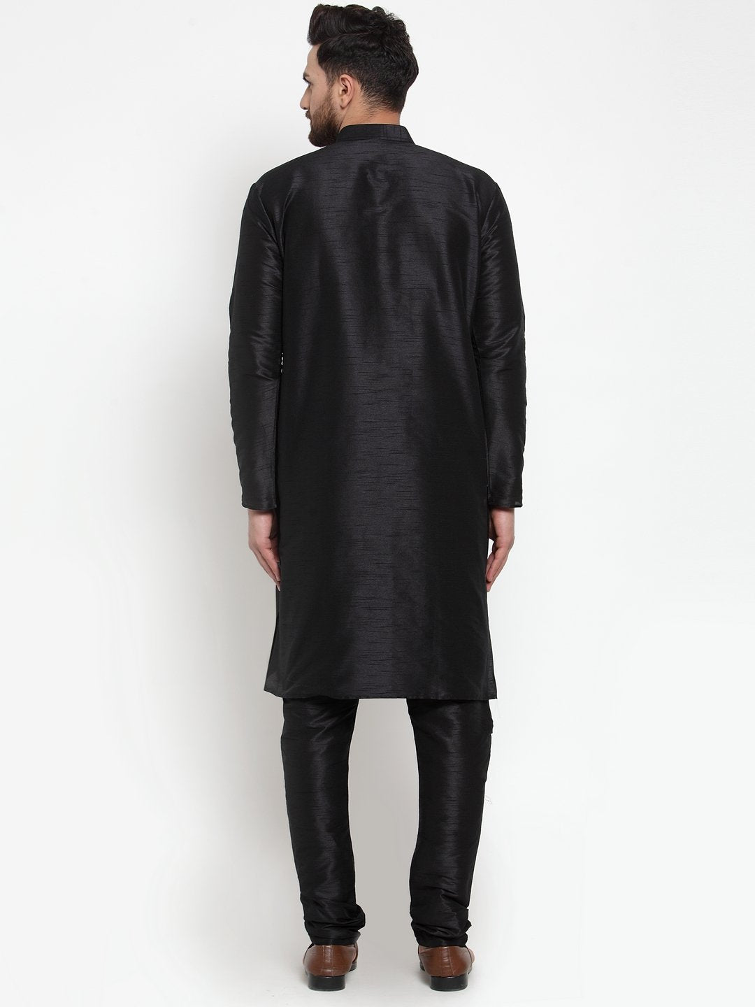 Men's Black Solid Kurta with Churidar ( JOKP 591 Black )