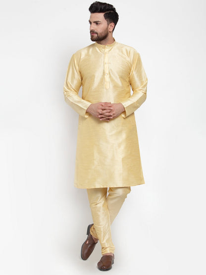 Men's Golden Solid Kurta with Churidar ( JOKP 591 Golden )