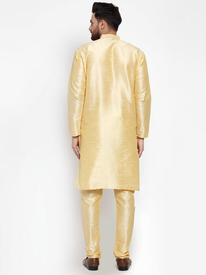 Men's Golden Solid Kurta with Churidar ( JOKP 591 Golden )