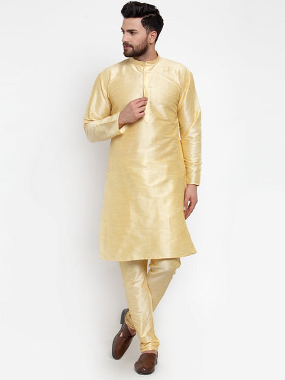 Men's Golden Solid Kurta with Churidar ( JOKP 591 Golden )