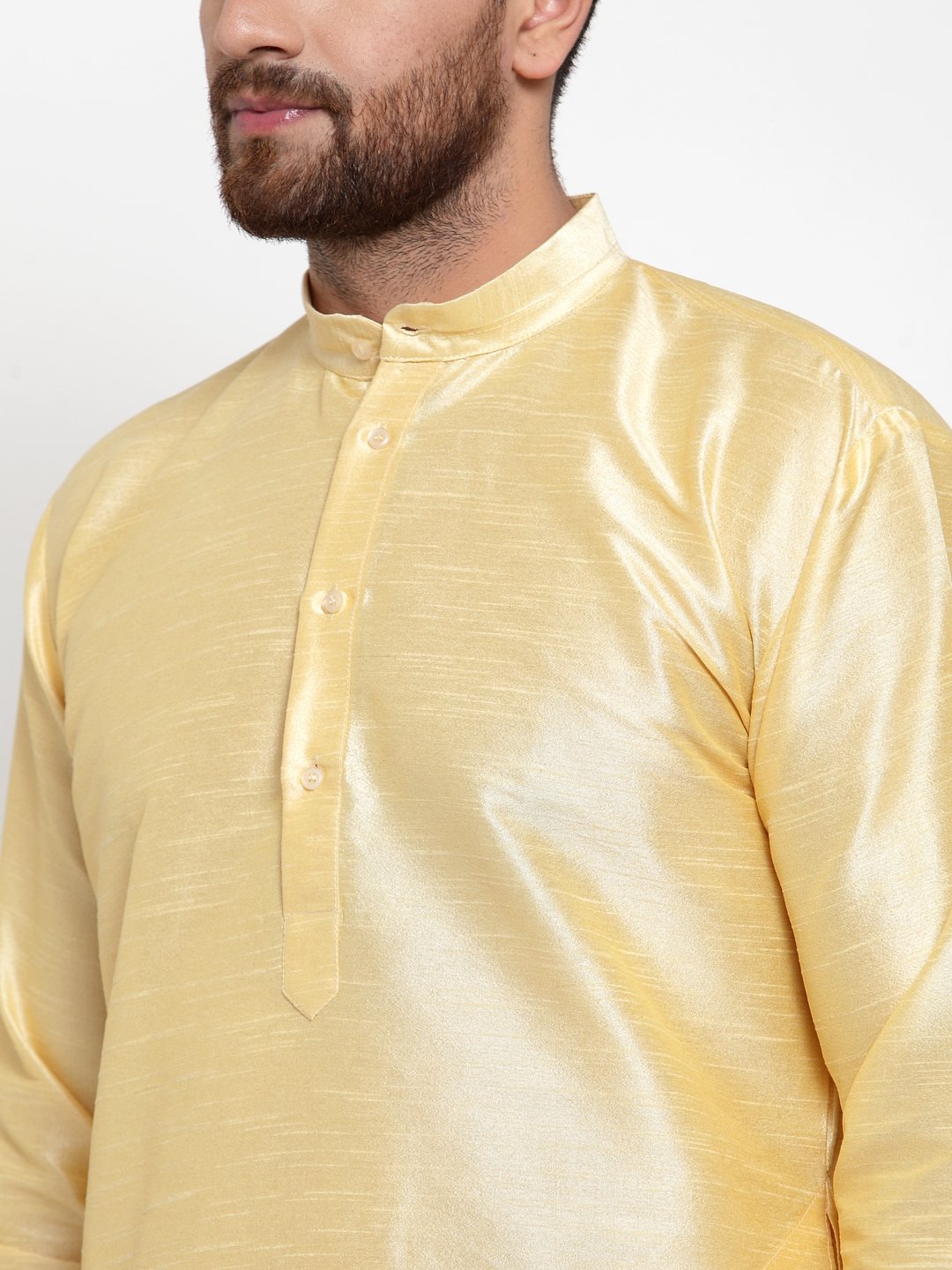 Men's Golden Solid Kurta with Churidar ( JOKP 591 Golden )