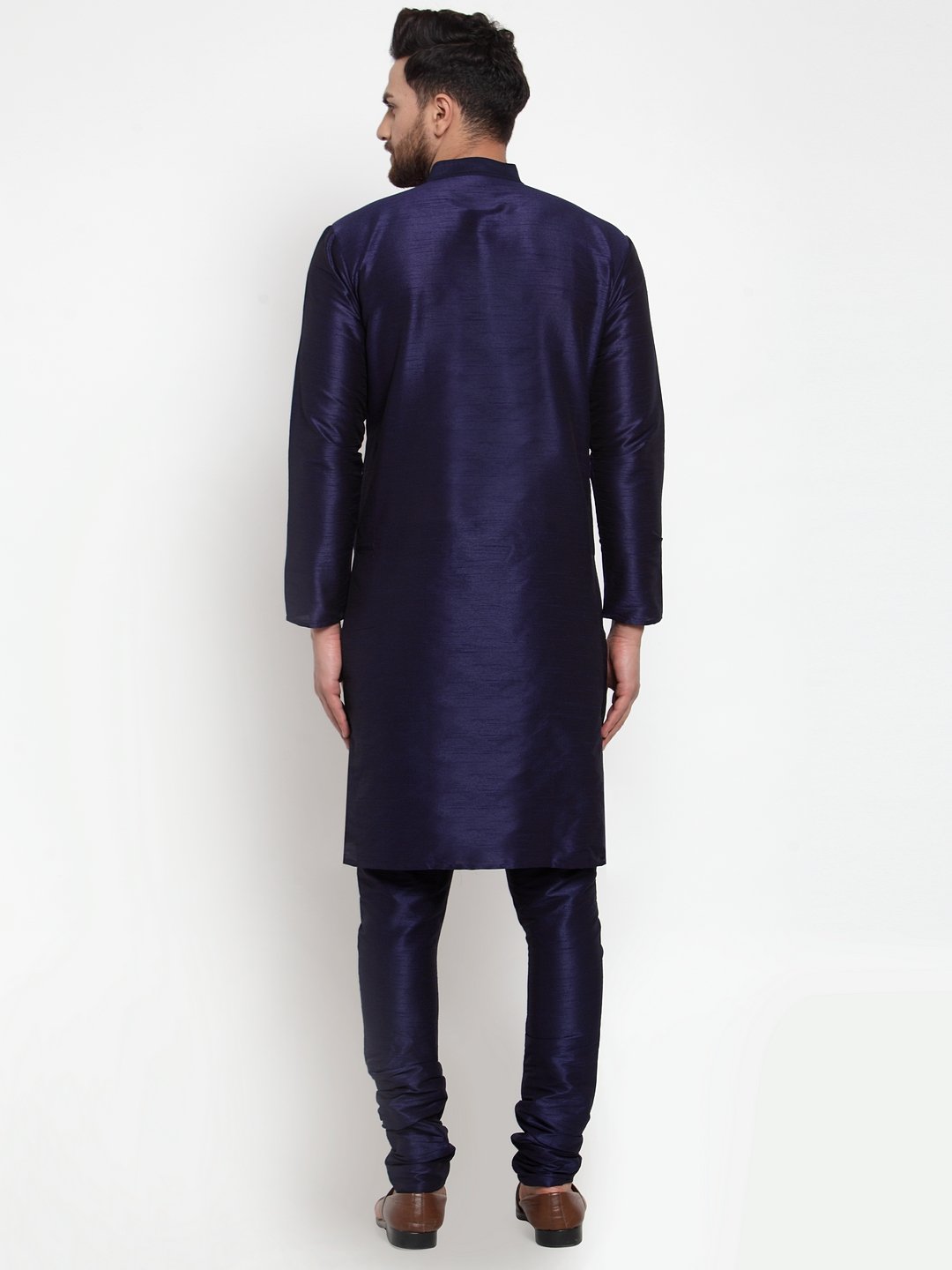 Men's Navy-Blue Solid Kurta with Churidar ( JOKP 591 Navy )