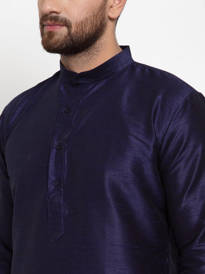 Men's Navy-Blue Solid Kurta with Churidar ( JOKP 591 Navy )