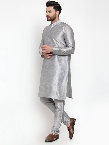 Men's Silver Solid Kurta with Churidar ( JOKP 591 Silver )