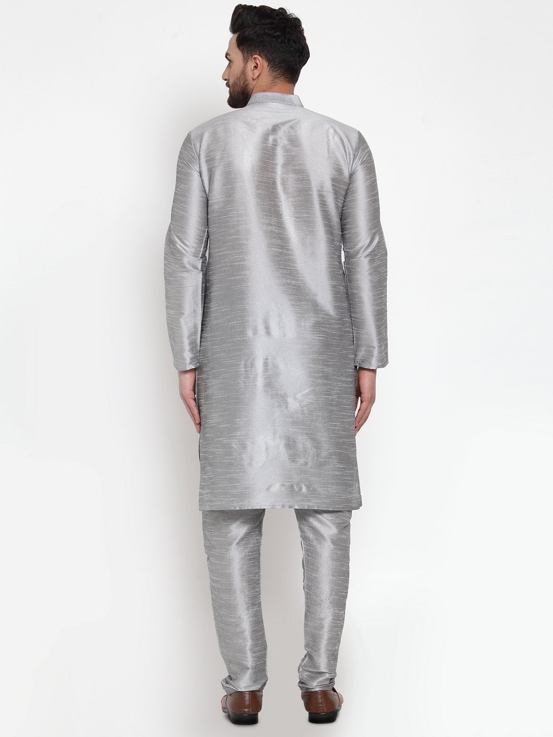 Men's Silver Solid Kurta with Churidar ( JOKP 591 Silver )