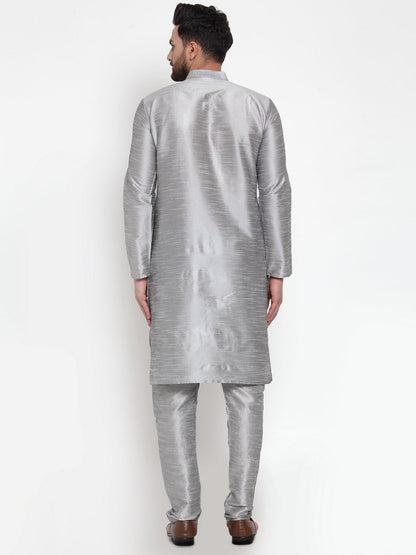 Men's Silver Solid Kurta with Churidar ( JOKP 591 Silver )