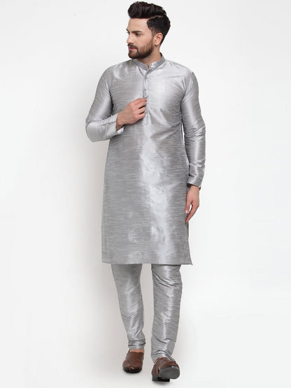 Men's Silver Solid Kurta with Churidar ( JOKP 591 Silver )