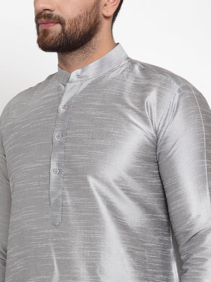 Men's Silver Solid Kurta with Churidar ( JOKP 591 Silver )