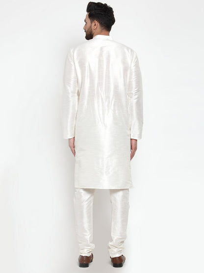 Men's White Solid Kurta with Churidar ( JOKP 591 White )