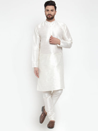 Men's White Solid Kurta with Churidar ( JOKP 591 White )