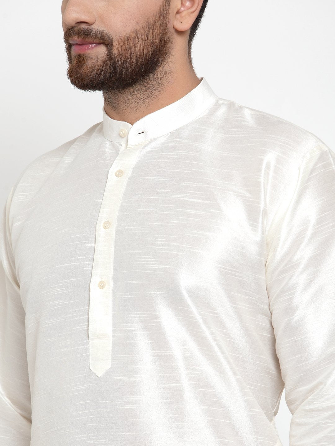 Men's White Solid Kurta with Churidar ( JOKP 591 White )