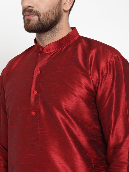 Men's Maroon Solid Kurta with Churidar ( JOKP 591 Maroon )