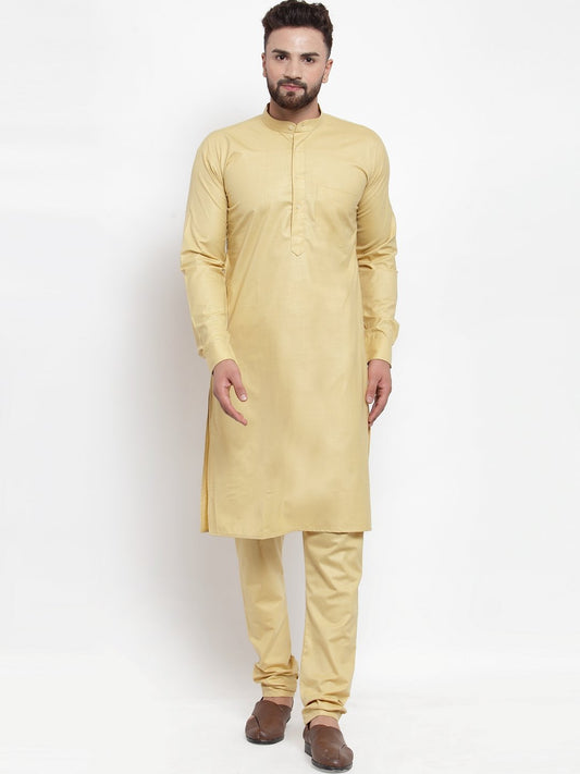 Men's Beige Solid Kurta with Churidar ( JOKP 592 Beige )