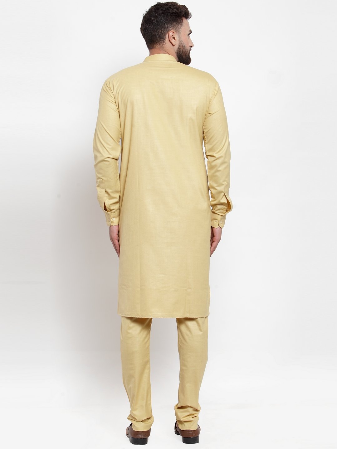 Men's Beige Solid Kurta with Churidar ( JOKP 592 Beige )