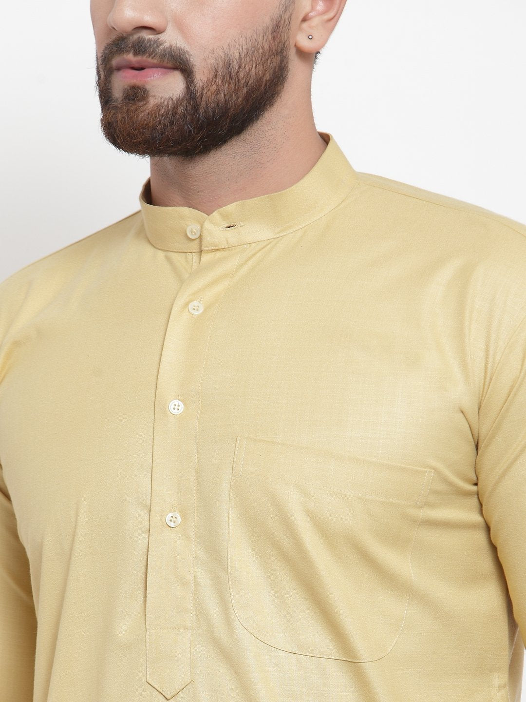 Men's Beige Solid Kurta with Churidar ( JOKP 592 Beige )