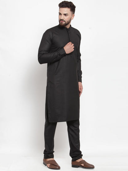 Men's Black Solid Kurta with Churidar ( JOKP 592 Black )