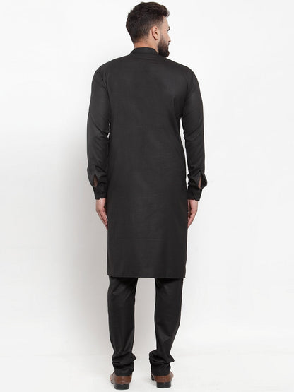 Men's Black Solid Kurta with Churidar ( JOKP 592 Black )