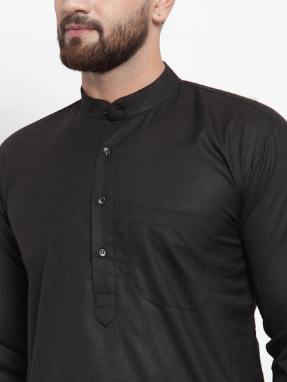 Men's Black Solid Kurta with Churidar ( JOKP 592 Black )