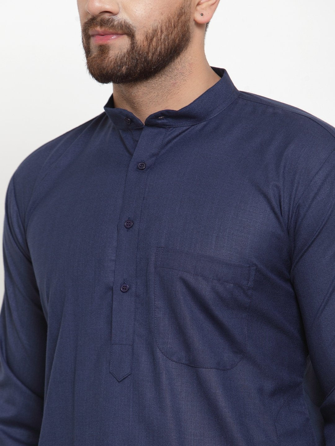 Men's Navy-Blue Solid Kurta with Churidar ( JOKP 592 Blue )