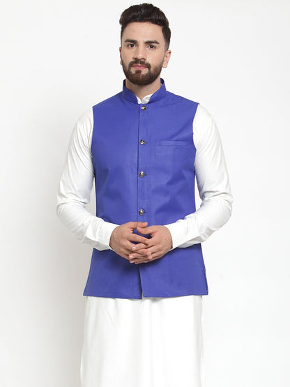 Men's Royal-Blue Solid Nehru Jacket ( JOWC 4002 Royal)