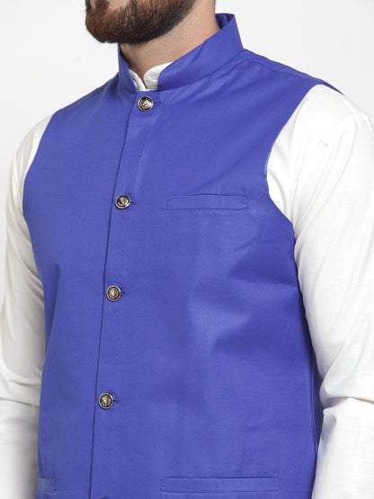 Men's Royal-Blue Solid Nehru Jacket ( JOWC 4002 Royal)