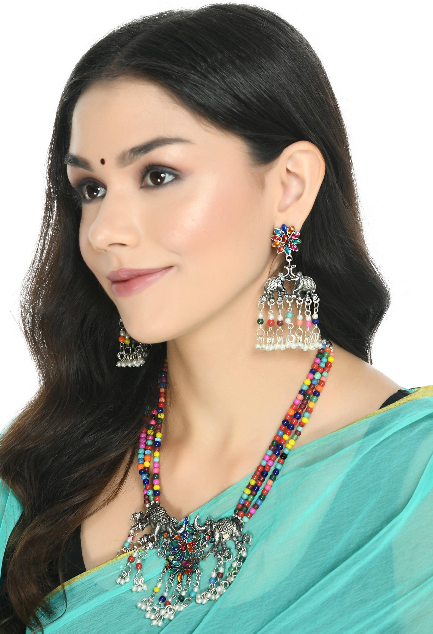 Trendia Multi color Elephant design Necklace Set Jkms_112