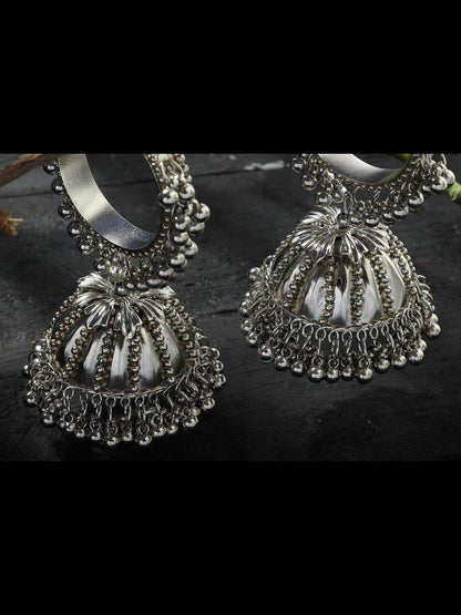 Oxidised Black-Plated with Ghungroo Earings Jhumka Jker_071