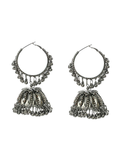 Oxidised Black-Plated with Ghungroo Earings Jhumka Jker_071