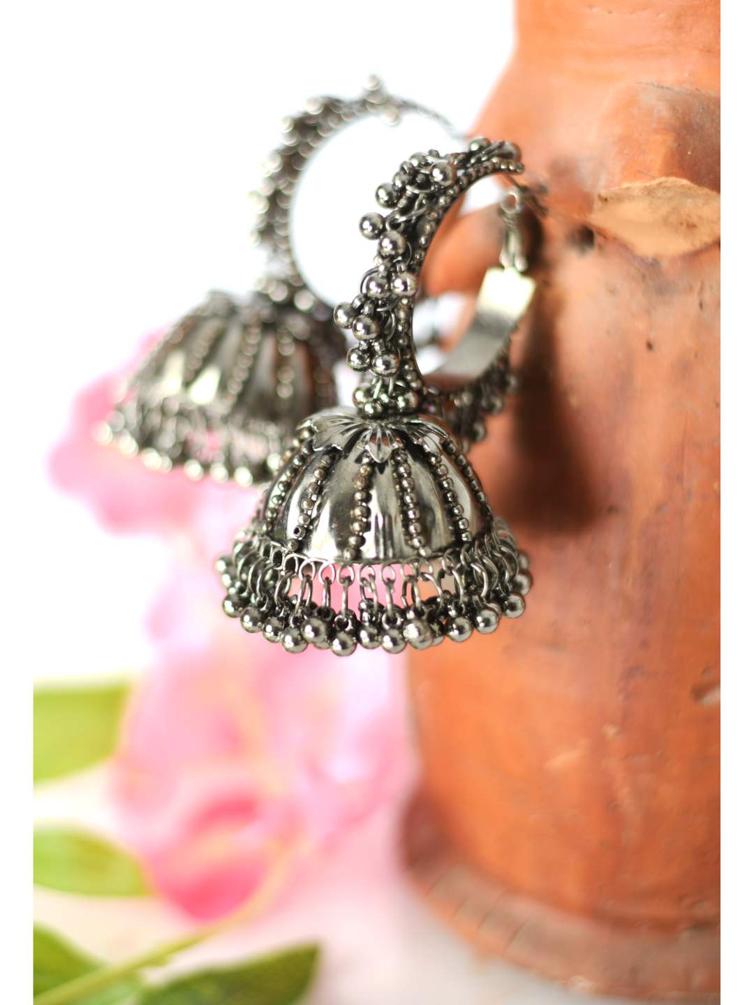 Oxidised Black-Plated with Ghungroo Earings Jhumka Jker_071