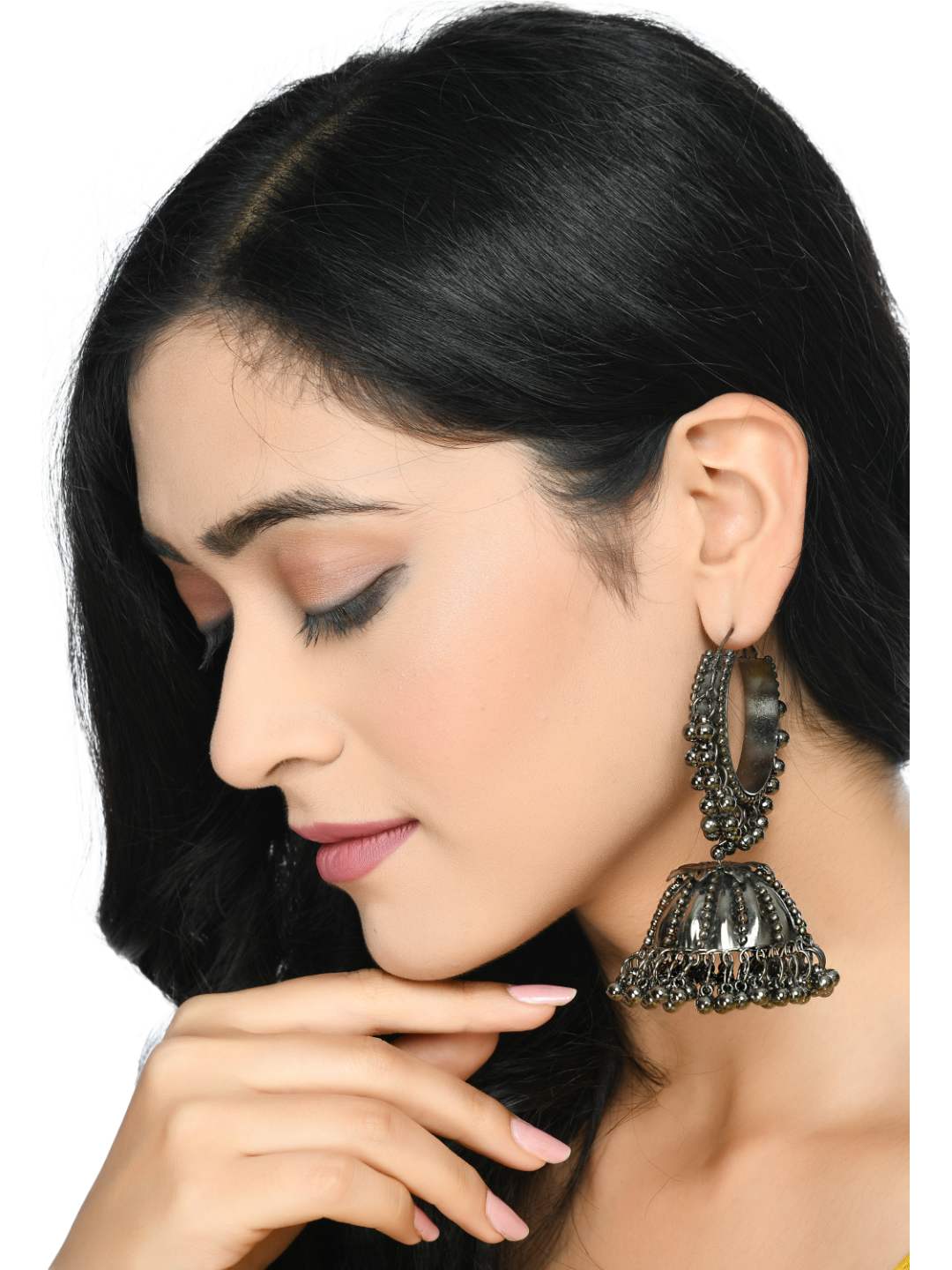 Oxidised Black-Plated with Ghungroo Earings Jhumka Jker_071